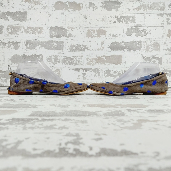Georgina Goodman Suede Grey with Blue Dots Slip On Ballet Flats C186 - Picture 7 of 12